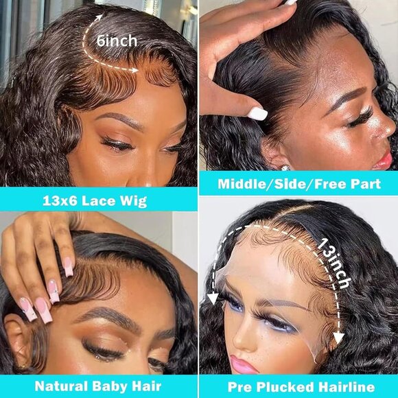 Luxurious Black Curly Lace Front Wig - Picture 4 of 8